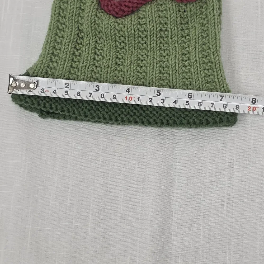 Baby Toddler Knit Hat Knotted Top Stretchy Beanie Green Pink Handmade Infant Cap